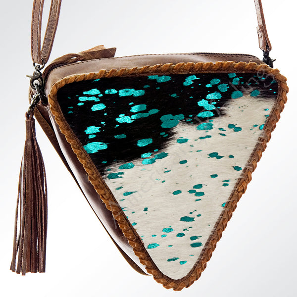 ADBG576 American Darling Hair-On Cowhide Western Leather Cross body Bag with Braided Edge