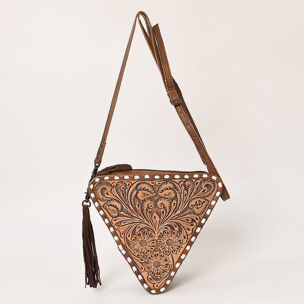 ADBG576 American Darling Hand Tooled Floral Carved Western Leather Cross body Bag