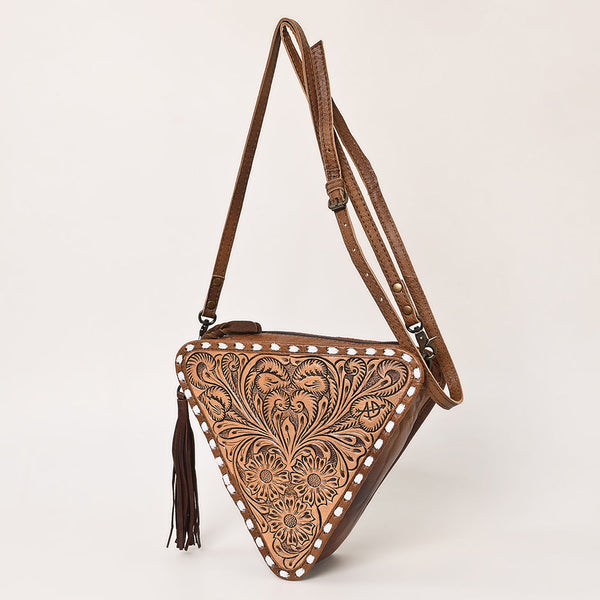 ADBG576 American Darling Hand Tooled Floral Carved Western Leather Cross body Bag
