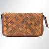 LC-ADBGI121 Woven Leather Western Wallet - Genuine Cowhide Zip-Around Purse