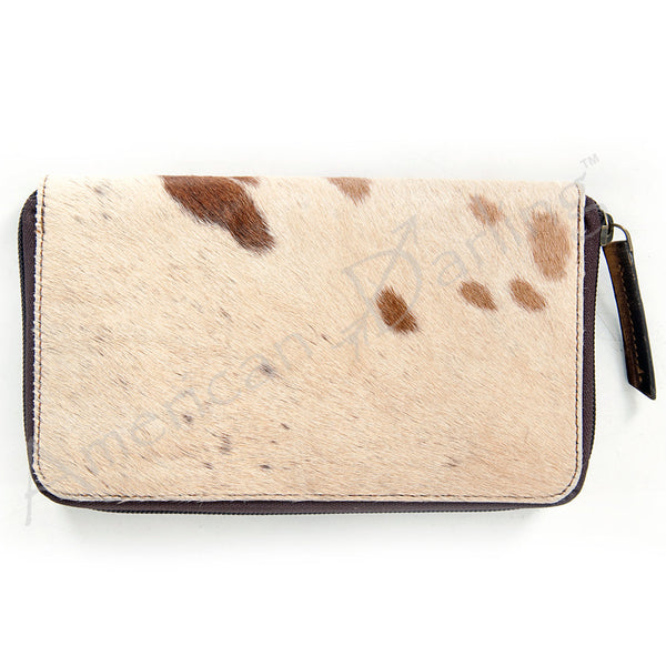 LC-ADBGI121 Hair-On Hide Leather Wallet - Zip-Around Western Cowhide Purse