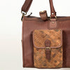 LC-ADBGI124A Woven Leather Panel Duffel Bag - Western Travel Weekender with Dual Front Pockets