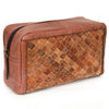 LC-ADBGI130 Woven Leather Toiletry Bag - Western Dopp Kit with Zip Closure
