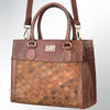 LC-ADBGI137A Woven Leather Tote - Western Structured Handbag with Twist-Lock Closure