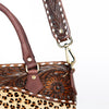 ADBGI141 Hand-Tooled Cowhide Leather Western Tote - Floral Tooled Hair-On Bag