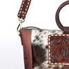 ADBGI143 Hair-On Hide Square Tote with Tooled Leather Patch - Western Cowgirl Bag