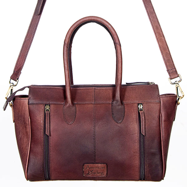 LC-ADBGI151B Tooled Leather Burgundy Western Satchel - Genuine Handcrafted Purse