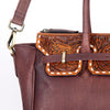 LC-ADBGI151B Tooled Leather Burgundy Western Satchel - Genuine Handcrafted Purse