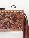 LC-ADBGZ292 Tooled Leather Wallet Crossbody with Fringe - Western Cowgirl Bag
