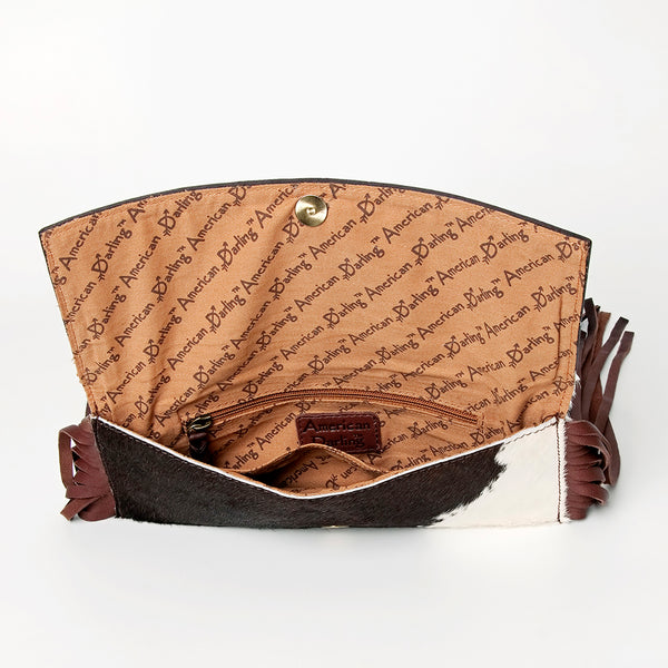 LC-ADBGZ292 Tooled Leather Wallet Crossbody with Fringe - Western Cowgirl Bag