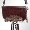 LC-ADBGZ293 Hand-Tooled Leather Wallet Crossbody - Burgundy with Cowhide Accent