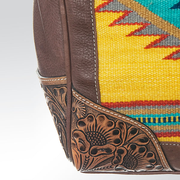 ADBG516 American Darling Tooled Leather & Saddle Blanket Duffel Bag Mae Western Travel Weekender