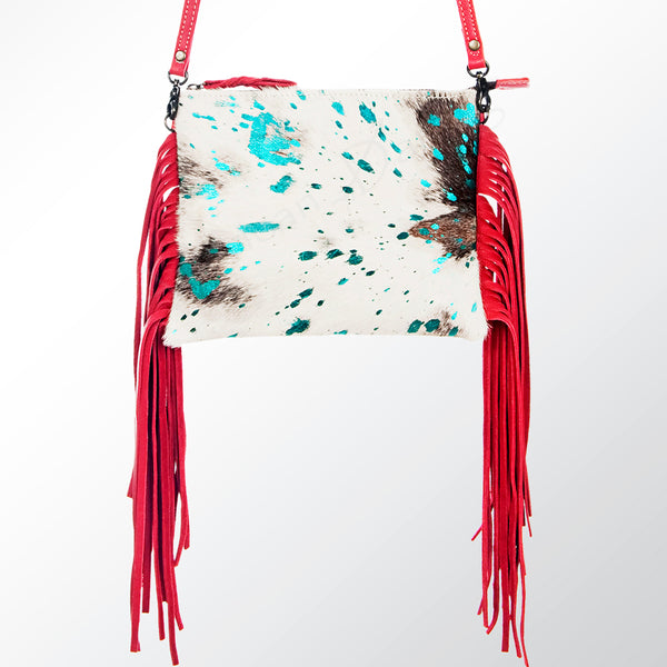 ADBG109 American Darling Hair-On Cowhide Leather Western Small Crossbody Bag with Fringes