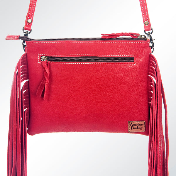 ADBG109 American Darling Hair-On Cowhide Leather Western Small Crossbody Bag with Fringes