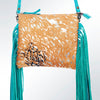 ADBG109 American Darling Hair-On Cowhide Leather Western Crossbody Bag with Fringes