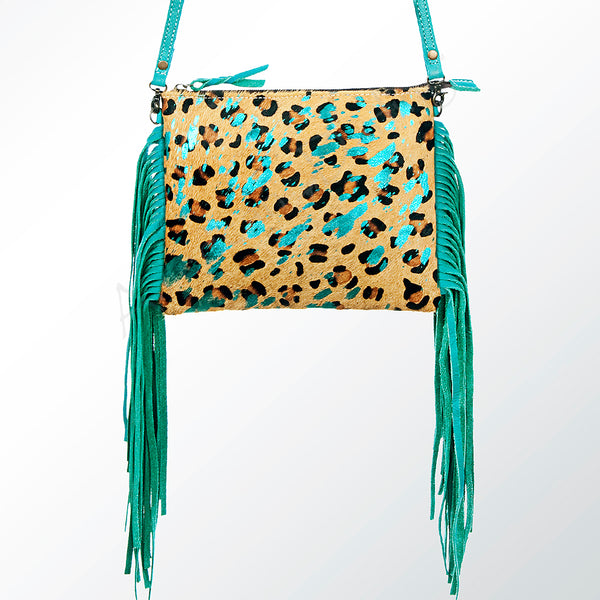 ADBG109 American Darling Hair-On Cowhide Crossbody Bag with Fringe