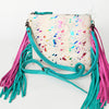 ADBG109 American Darling Hair-On Cowhide Western Crossbody Bag with Leather Fringe Detail
