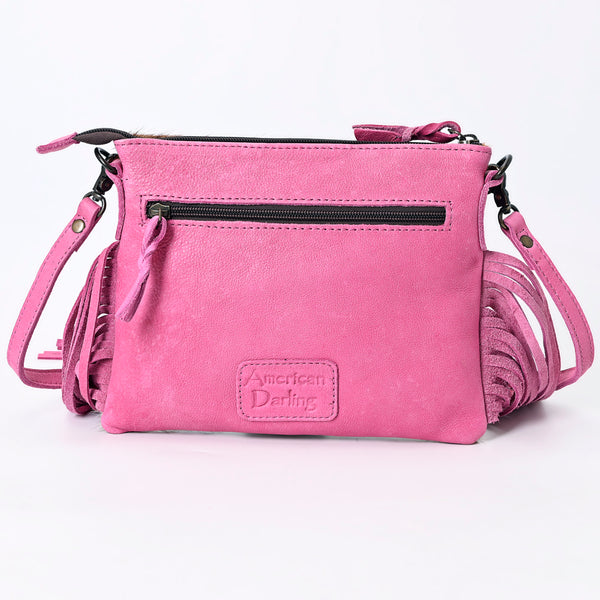 ADBG109 American Darling Hair-On Cowhide Western Crossbody Bag with Leather Fringe Detail