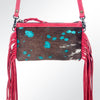 LC-ADBGS142 Hair-On Cowhide Crossbody - Western Fringe Leather Purse