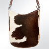 ADBG593 Cowhide Crossbody Bag with Tooled Leather Sunflower Accents Western Hair-On-Hide Tote