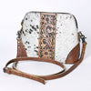 ADBG596 American Darling Hand Tooled Floral Carved & Hair-On Cowhide Western Cross body Bag