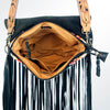 LC-ADBGZ300 Black Leather Flap Messenger Bag with Southwestern Fringe Design