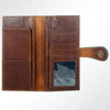 ADBG599 Turquoise Tooled Leather Wallet Western Floral Trifold Clutch with Snap Closure