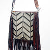 ADBG602 Boho Chevron Hair-On Cowhide Fringe Crossbody with Hand Tooled Leather Strap
