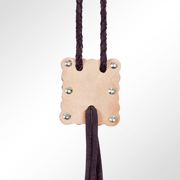 LC-ADJW101 Men's Western Jewelry Necklace with Silver Concho, Turquoise Stone & Leather Fringe