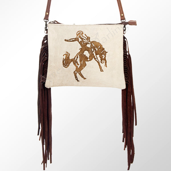 ADBG109 American Darling Western Leather Crossbody Bag Hair-On Cowhide and Fringe