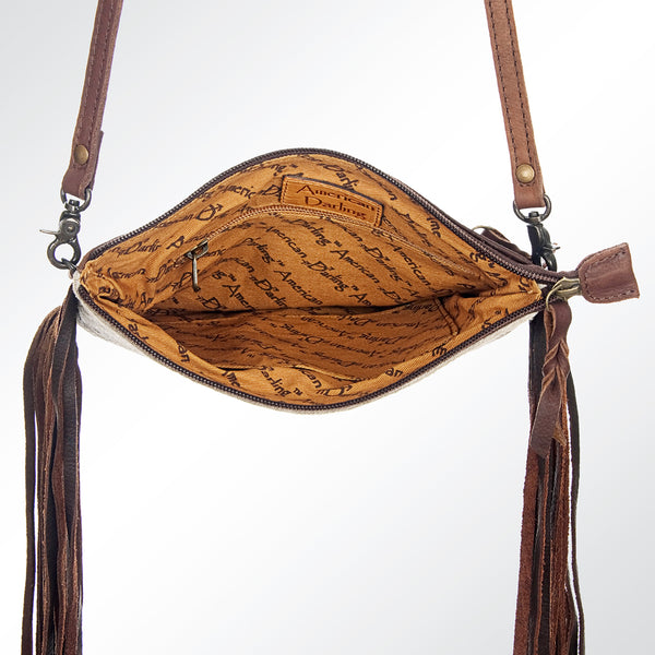 ADBG109 American Darling Western Leather Crossbody Bag Hair-On Cowhide and Fringe
