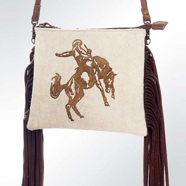 ADBG109 American Darling Western Leather Crossbody Bag Hair-On Cowhide and Fringe