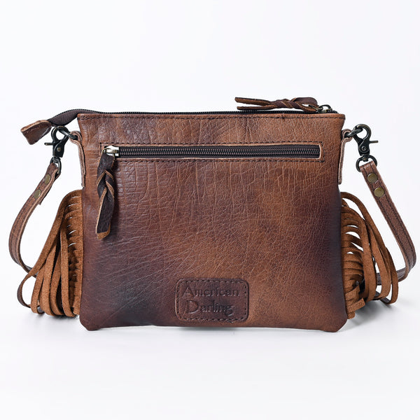 ADBG109 American Darling Western Leather Crossbody Bag Hair-On Cowhide and Fringe
