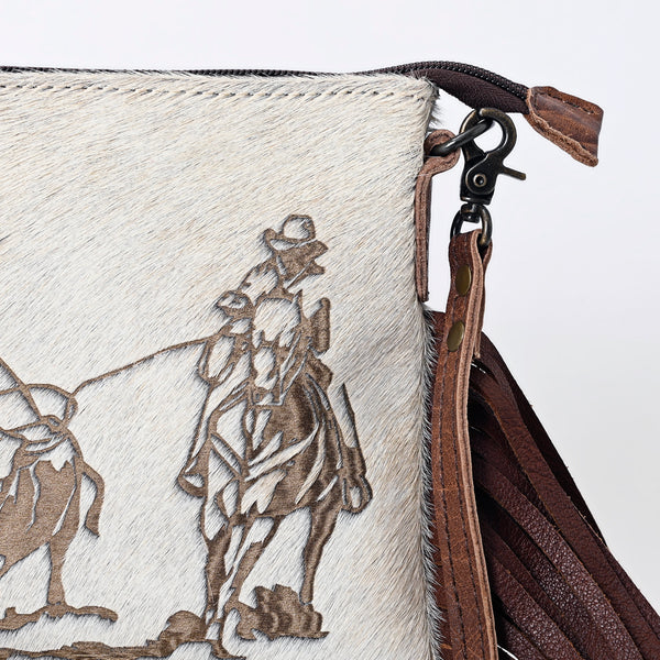 ADBG109 American Darling Western Leather Crossbody Bag Hair-On Cowhide and Fringe