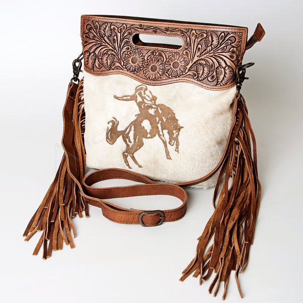 LC-ADBGS146 Western Crossbody Bag - Tooled Leather & Hair-On Hide