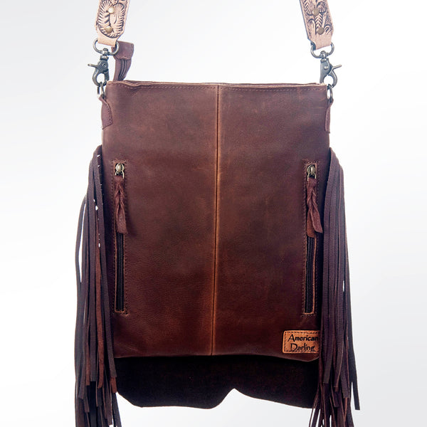 ADBG611 American Darling Handcrafted Western Leather Large Cross body Bag with Fringes
