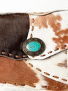 ADBG613 American Darling Turquoise Concho & Hair-On Cowhide Western Leather Envelope Bag