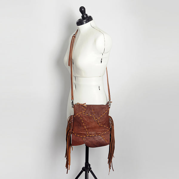 ADBG614 American Darling Handcrafted Western Leather Cross body Bag with Fringes