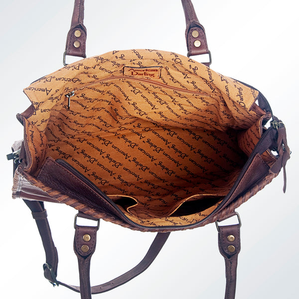 ADBG615 American Darling Handcrafted Western Leather Tote Bag with Buck Stitching