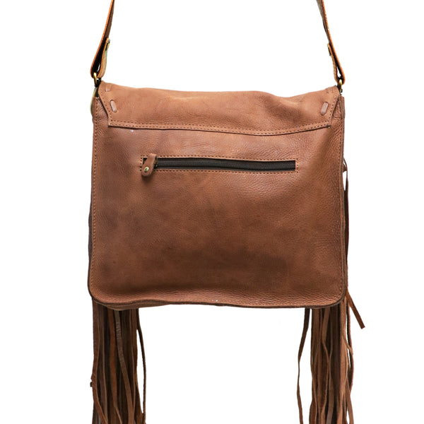 ADBGM109 Fringed Leather Western Crossbody Bag - Painted Artwork