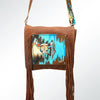 ADBGM109 Fringed Leather Western Crossbody Bag - Painted Artwork