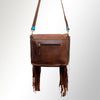 ADBGM109 Fringed Leather Western Crossbody Bag - Painted Artwork