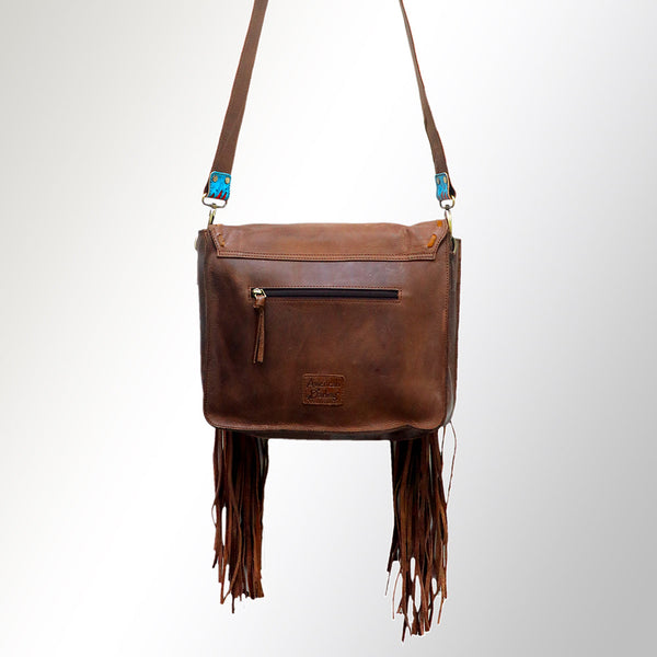 ADBGM109 Fringed Leather Western Crossbody Bag - Painted Artwork