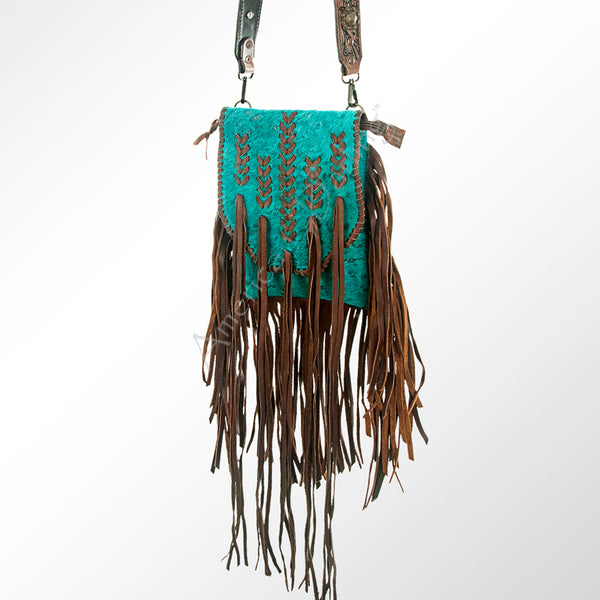 ADBG733 American Darling Hand Tooled Floral Carved Strap Cross body Bag Hair-On Cowhide Western Fringed Purse