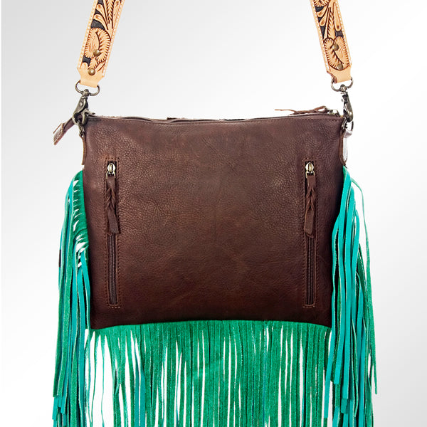 ADBG657 American Darling Hand Tooled Floral & Hair-On Cowhide Western Cross body Bag