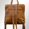 LC-ADBGM135 Woven Leather Backpack - Western-Style Tan Full-Grain Backpack with Ring Flap Closure