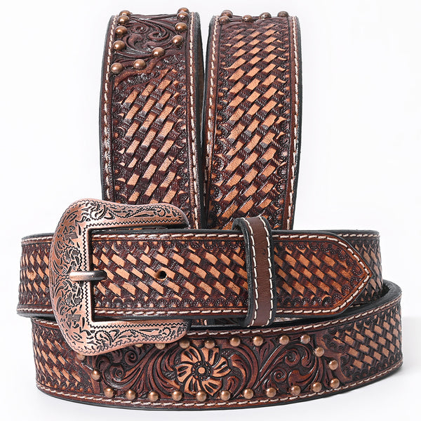 BER230-Hand Tooled Western LeatherBelt