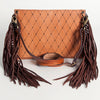 ADBGA124 American Darling Hand Tooled Western Leather Envelope Crossbody Bag with Fringe