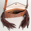 ADBGA124 American Darling Hand Tooled Western Leather Envelope Crossbody Bag with Fringe