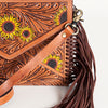 ADBGA124 American Darling Hand Tooled Western Leather Envelope Crossbody Bag with Fringe